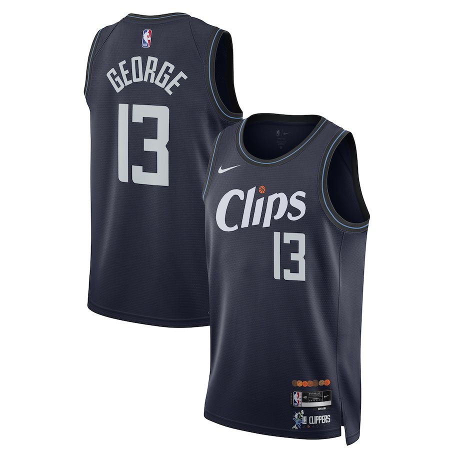 Men LA Clippers #13 Paul George Nike Navy City Edition 2023-24 Swingman NBA Jersey